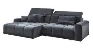 Ecksofa anthrazit - 288 x 176 cm - Sitztiefenverstellung - OT links - BROOK