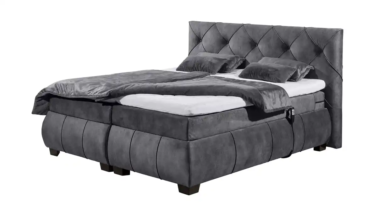 Bild 1 von Boxspringbett 180 x 200 cm anthrazit Samt - elektrisch - SANUR