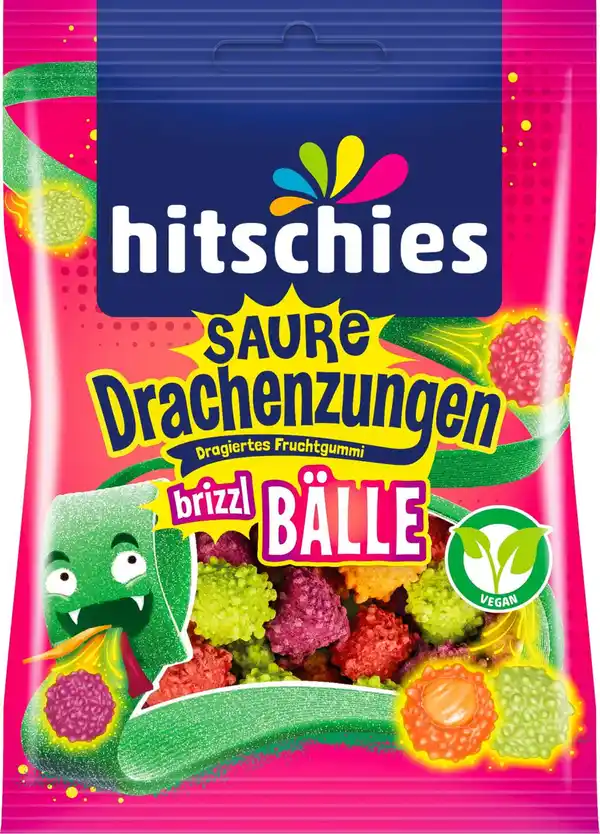 Bild 1 von HITSCHIES Saure Drachenzungen Brizzl Bälle, 100-g-Packg.