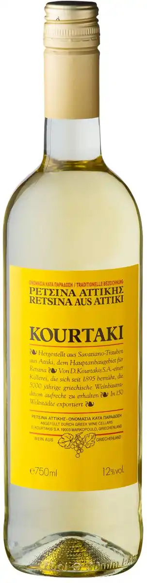 Bild 1 von KOURTAKI Retsina aus Attika griech. Weißwein, trocken, 0,75-l-Fl.