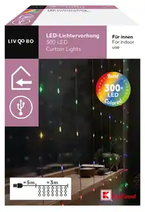 LIV&BO® LED-Lichtervorhang mit 300 bunten LEDs