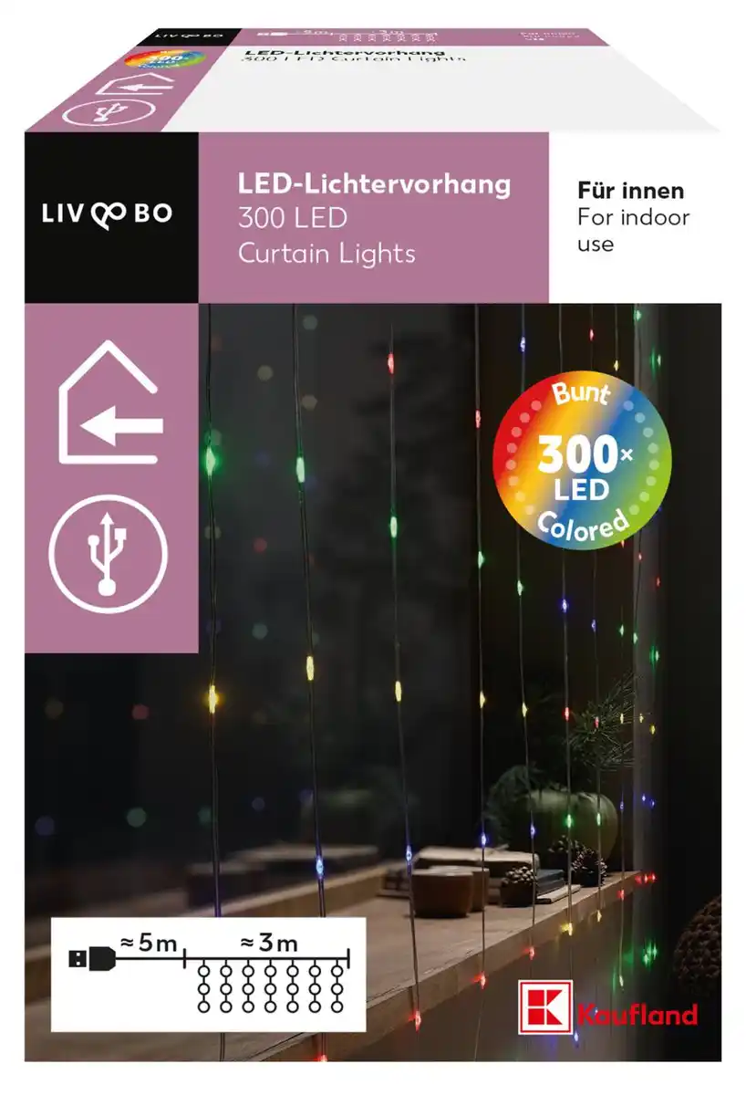 Bild 1 von LIV&BO® LED-Lichtervorhang mit 300 bunten LEDs