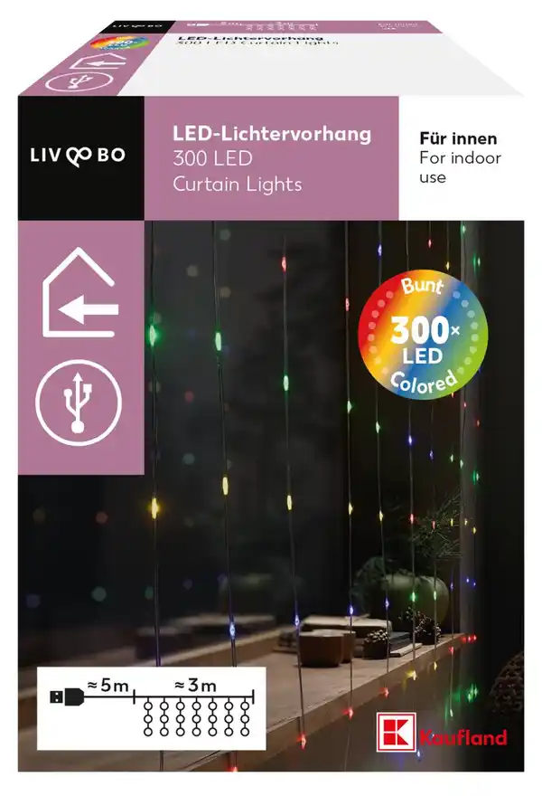 Bild 1 von LIV&BO® LED-Lichtervorhang mit 300 bunten LEDs