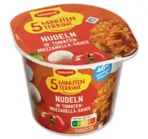 MAGGI 5 Minuten Terrine Nudeln in Tomaten-Mozzarella-Sauce