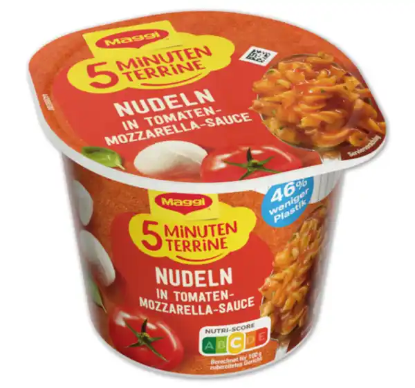 Bild 1 von MAGGI 5 Minuten Terrine Nudeln in Tomaten-Mozzarella-Sauce