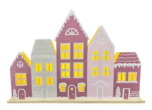 Häuserreihe mit 5 warmweißen LEDs