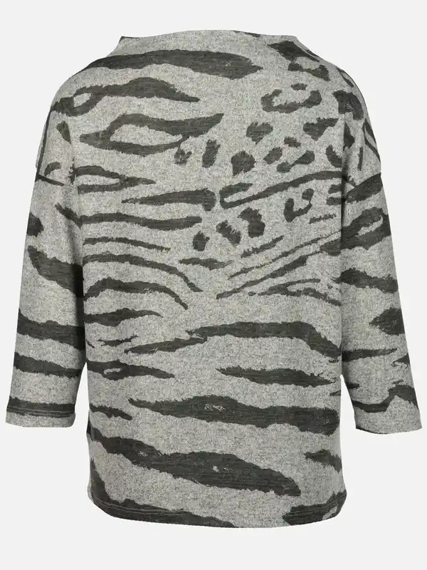 Bild 2 von Damen Flauschshirt mit Alloverprint Grau