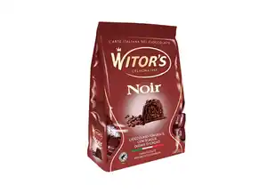 Noir Pralinen dunkle Schokolade mit cremiger Kakaofüllung und karamellisierten gemahlenen Kakaobohnen