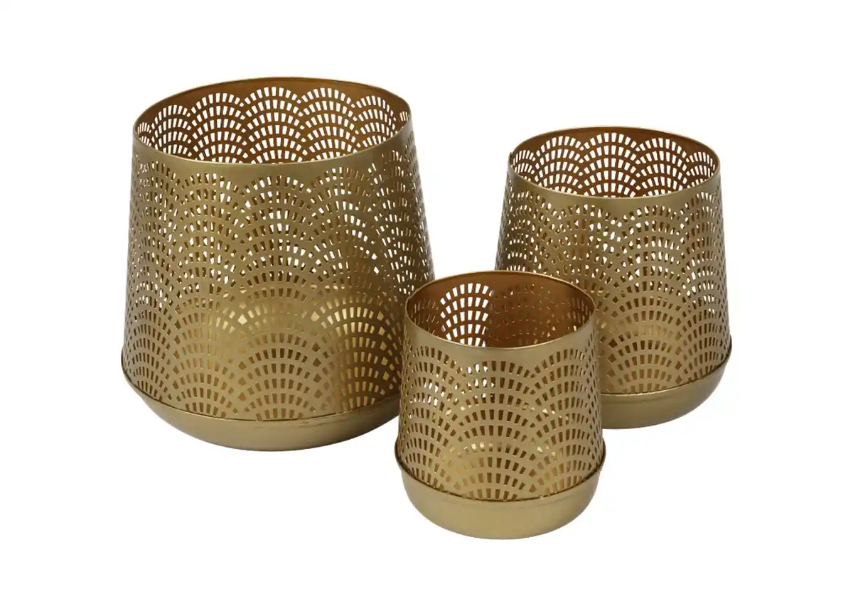 Bild 1 von Metall-Windlichter 3er-Set Gold