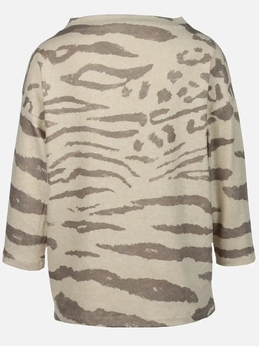 Bild 2 von Damen Flauschshirt mit Alloverprint Beige