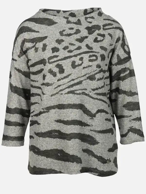 Bild 1 von Damen Flauschshirt mit Alloverprint Grau