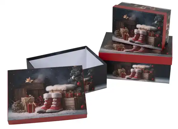 Bild 1 von 3-teiliges Set Weihnachts-Dekoboxen