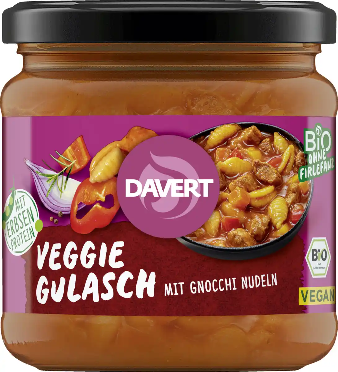 Bild 1 von Davert Bio Veggie Gulasch mit Gnocchi Nudeln, 330 g
