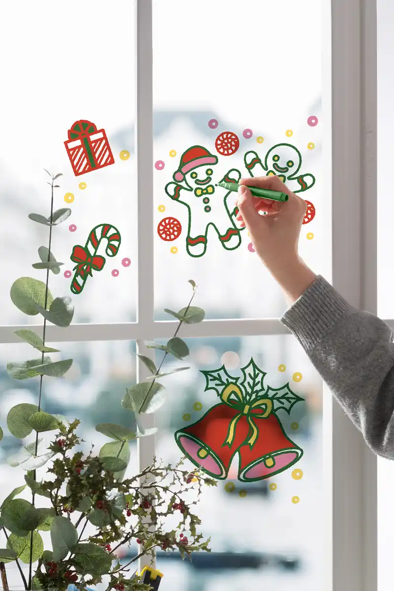 Bild 2 von IDEENWELT Fenstermal-Malset Dackel/Schneemann