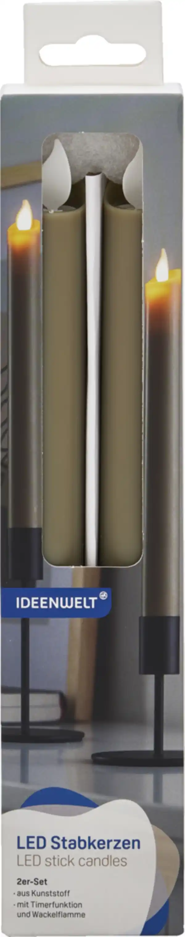 Bild 1 von IDEENWELT 2er Set LED-Stabkerzen greige