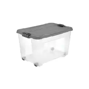 Tontarelli Aufbewahrungsbox mit Rollen inkl. Deckel 60 L transparent