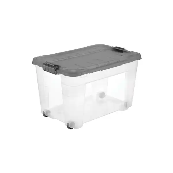 Bild 1 von Tontarelli Aufbewahrungsbox mit Rollen inkl. Deckel 60 L transparent