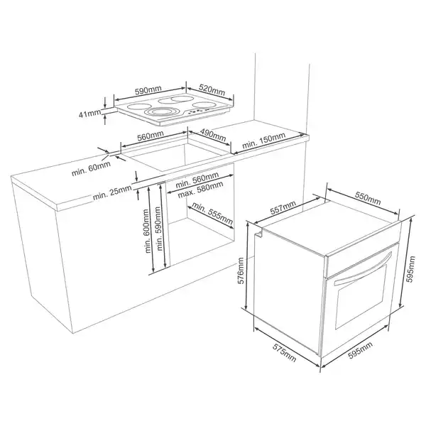 Bild 3 von TELEFUNKEN Einbau-Herd-Set »ECHS65A-B2«, 65 Liter, Backofen mit Glaskeramik-Kochfeld, 10 Betriebsarten, schwarz