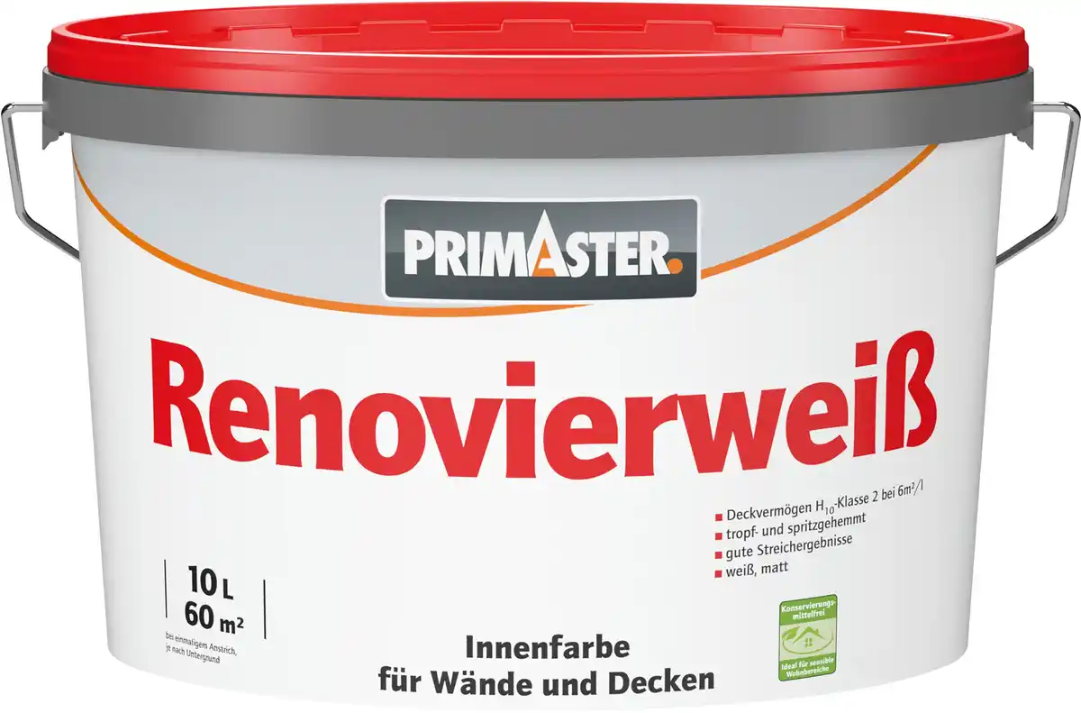 Bild 1 von Primaster Renovierweiß Wandfarbe konservierungsmittelfrei 10 L