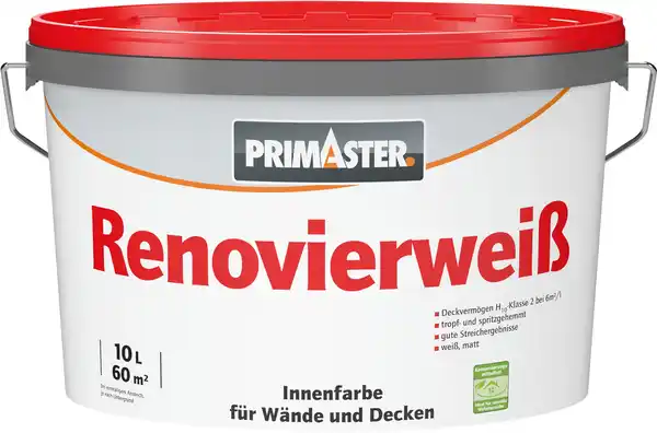 Bild 1 von Primaster Renovierweiß Wandfarbe konservierungsmittelfrei 10 L