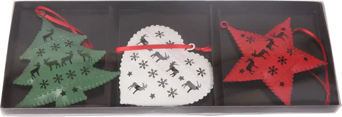 Bild 1 von Dekohänger Weihnachten Metall 9 x 9 cm bunt 3 Stück