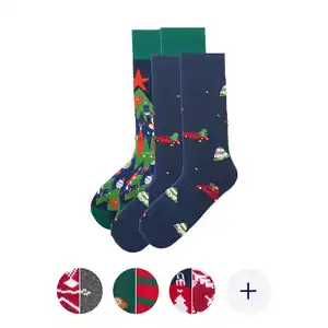 UP2FASHION Kinder-/Damen-/Herren-Weihnachtssocken, 2er-Pack