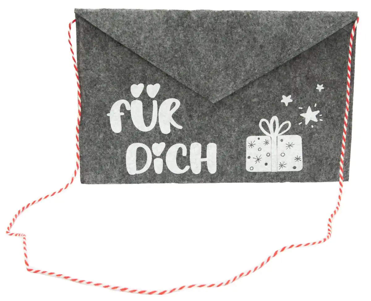 Bild 1 von Umschlag Filz mit Band Frohe Weihnachten 26x18cm Farbe: Grau "für dich"