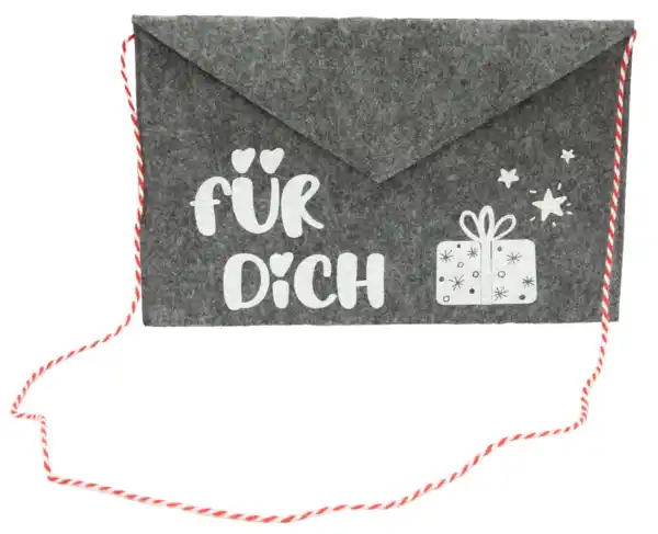 Bild 1 von Umschlag Filz mit Band Frohe Weihnachten 26x18cm Farbe: Grau "für dich"