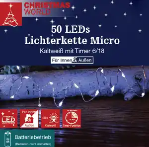 Lichterkette Micro 50LEDs Timer 3xAA ne kw