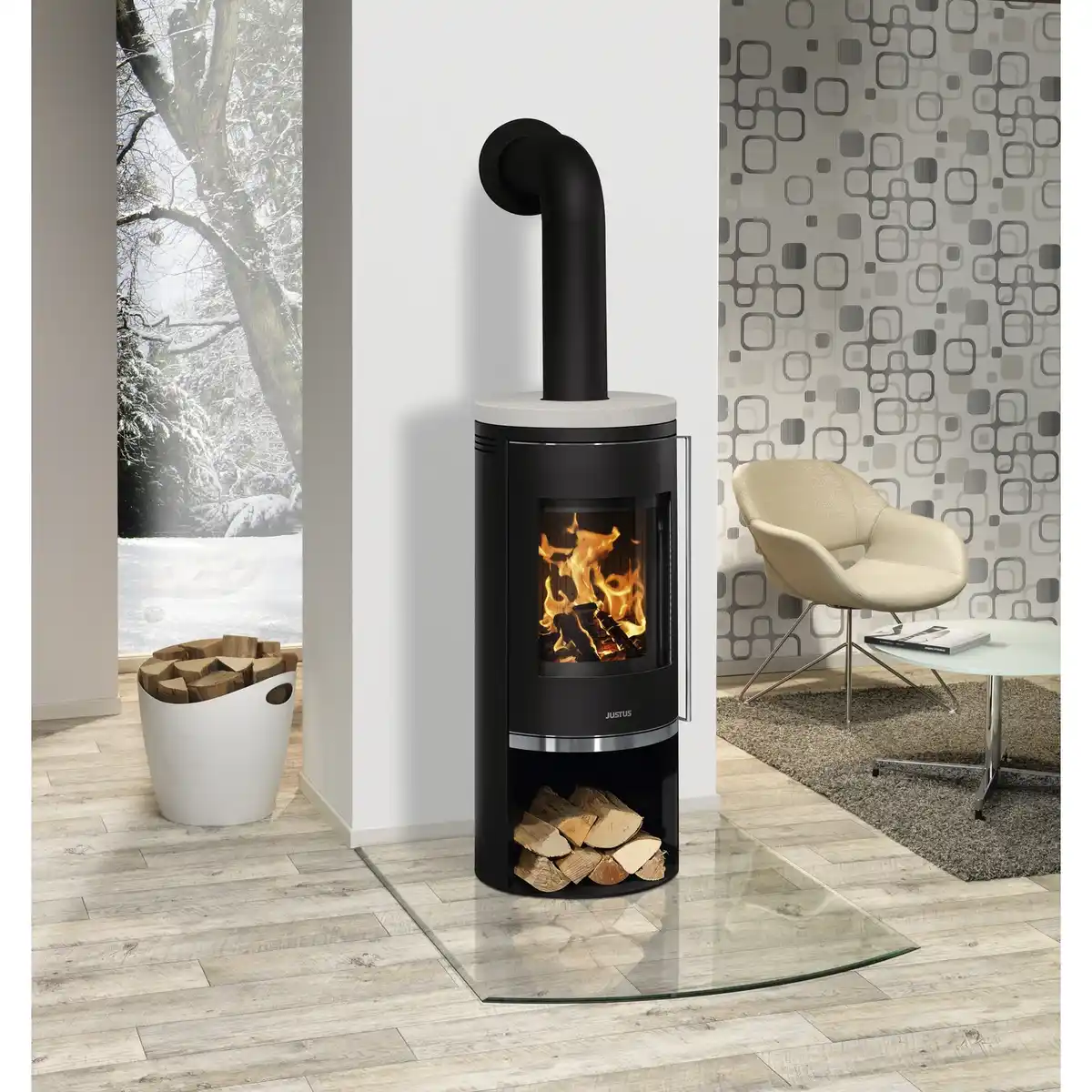 Bild 2 von JUSTUS Kaminofen »Faro 2.0«, creme, Kalkstein, 6 kW