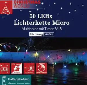Lichterkette Micro 50LEDs Timer 3xAA ne mc