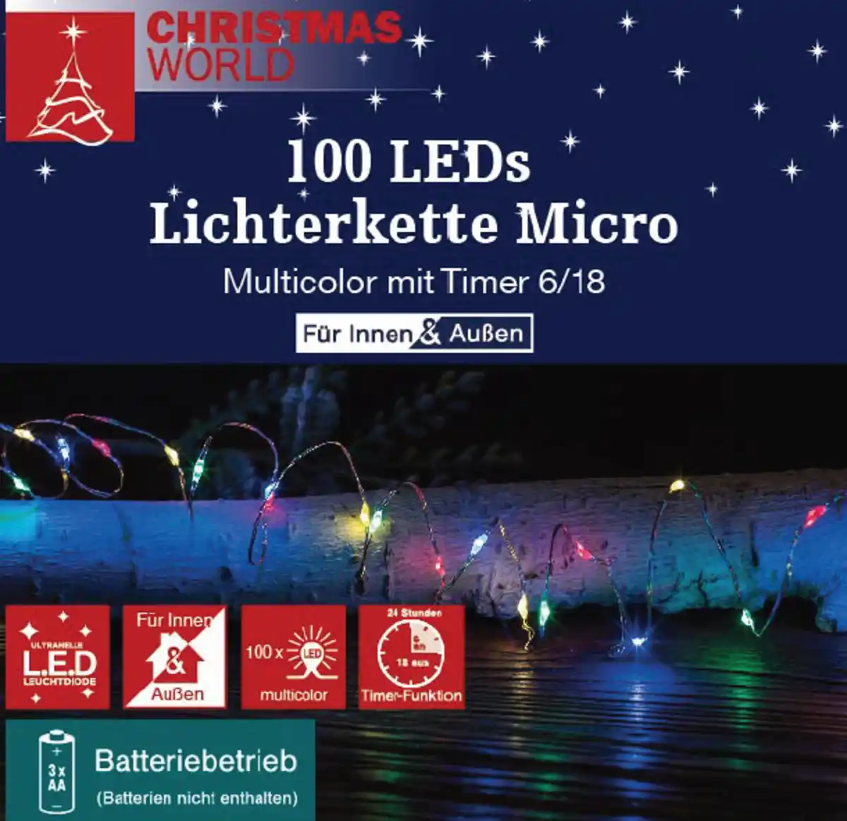 Bild 1 von Lichterkette Micro 100LEDs Timer 3xAA ne mc