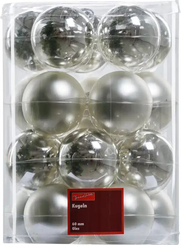 Bild 1 von TrendLine Weihnachtskugeln aus Glas Ø 6 cm silber 20 Stück