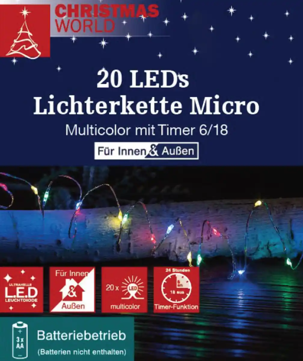 Bild 1 von Lichterkette Micro 20LEDsTimer 3xAA ne mc