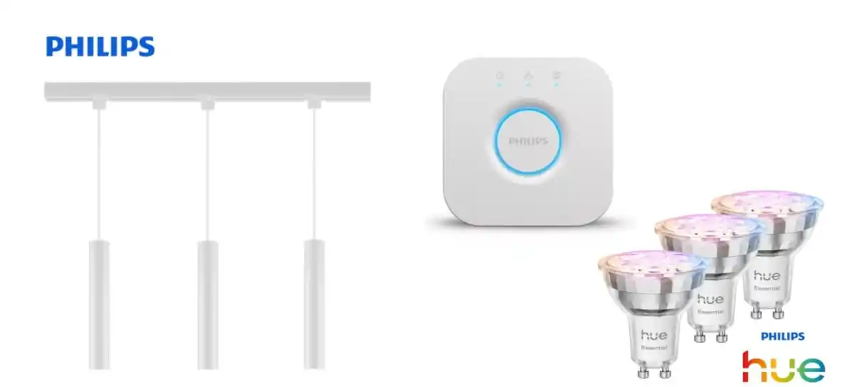 Bild 1 von Philips Pendelleuchte 3er Spot Paxie Easy Link + Smart-Home Hue Bridge weiß 157 cm warmweiß-kaltweiß RGB