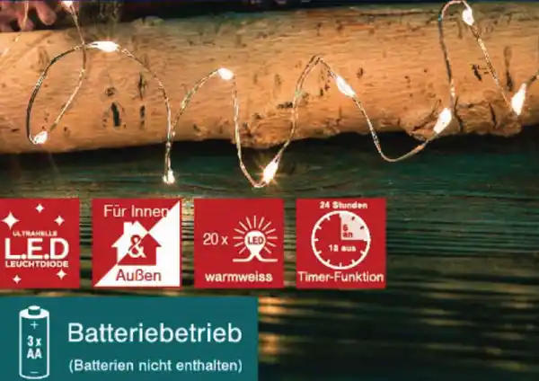 Bild 1 von Lichterkette Micro 20LED IP44 Timer 3xAA ne ww