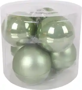 TrendLine Weihnachtskugeln aus Glas Ø 8 cm light green 6 Stück