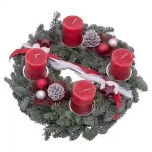 GARDENLINE Adventskranz 40 cm, rot-weiß