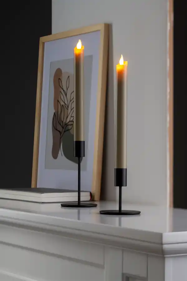 Bild 3 von IDEENWELT 2er Set LED-Stabkerzen greige