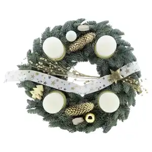 GARDENLINE Adventskranz 40 cm, weiß-gold Nobilis