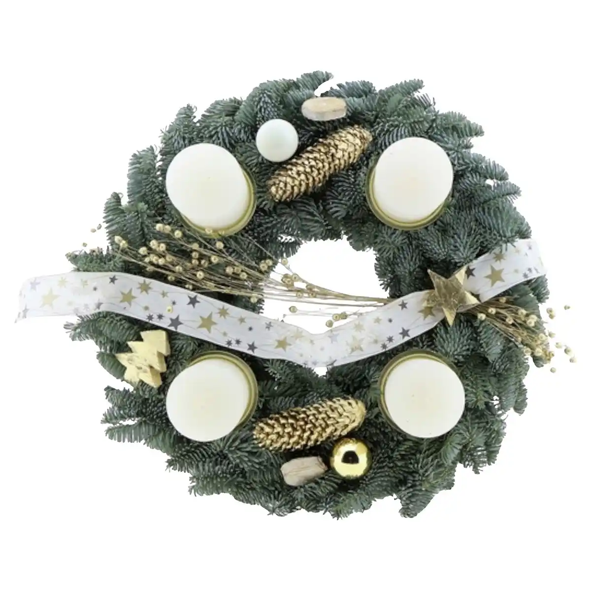 Bild 1 von GARDENLINE Adventskranz 40 cm, weiß-gold Nobilis