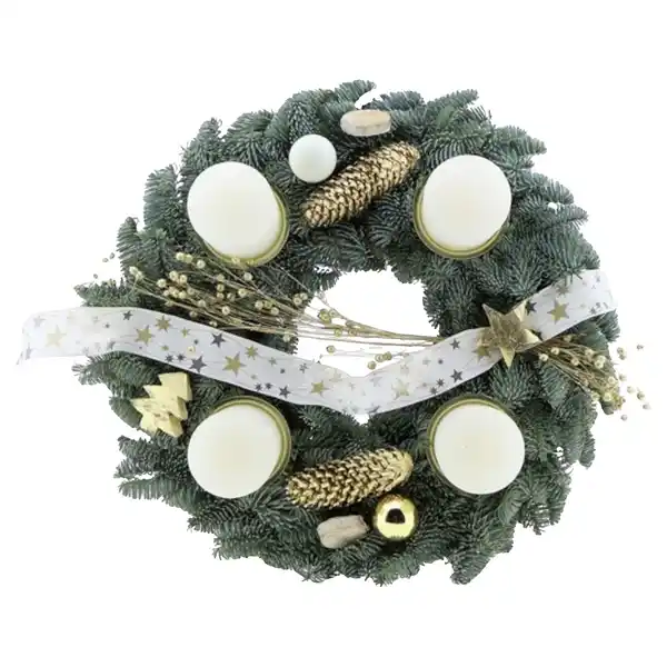 Bild 1 von GARDENLINE Adventskranz 40 cm, weiß-gold Nobilis