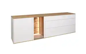 Mäusbacher - Lowboard Faro, weiß/Asteiche, 65 cm, inkl. Push-to-Open Funktion