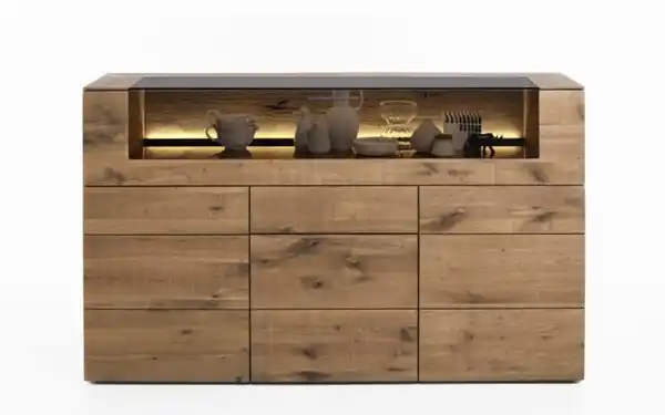 Bild 1 von Hartmann - Highboard Vara, Kerneiche Umato massiv sägerau gebürstet