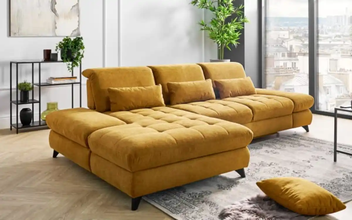 Bild 1 von Steinpol PoCo - Wohnlandschaft Carolina XC, gelb, inkl. Schwenkrückenfunktion