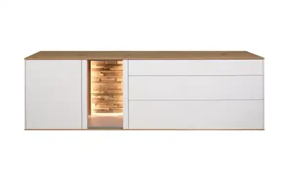 Bild 2 von Mäusbacher - Lowboard Faro, weiß/Asteiche, 65 cm, inkl. Push-to-Open Funktion