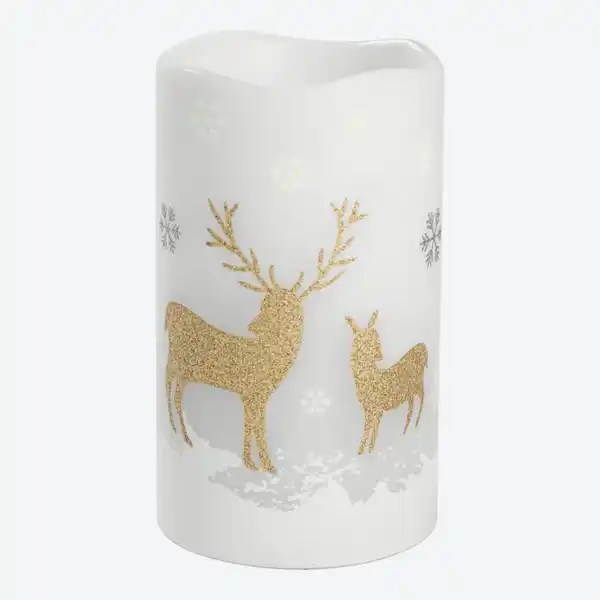 Bild 4 von LED-Echtwachskerze mit Hirsch-Motiv