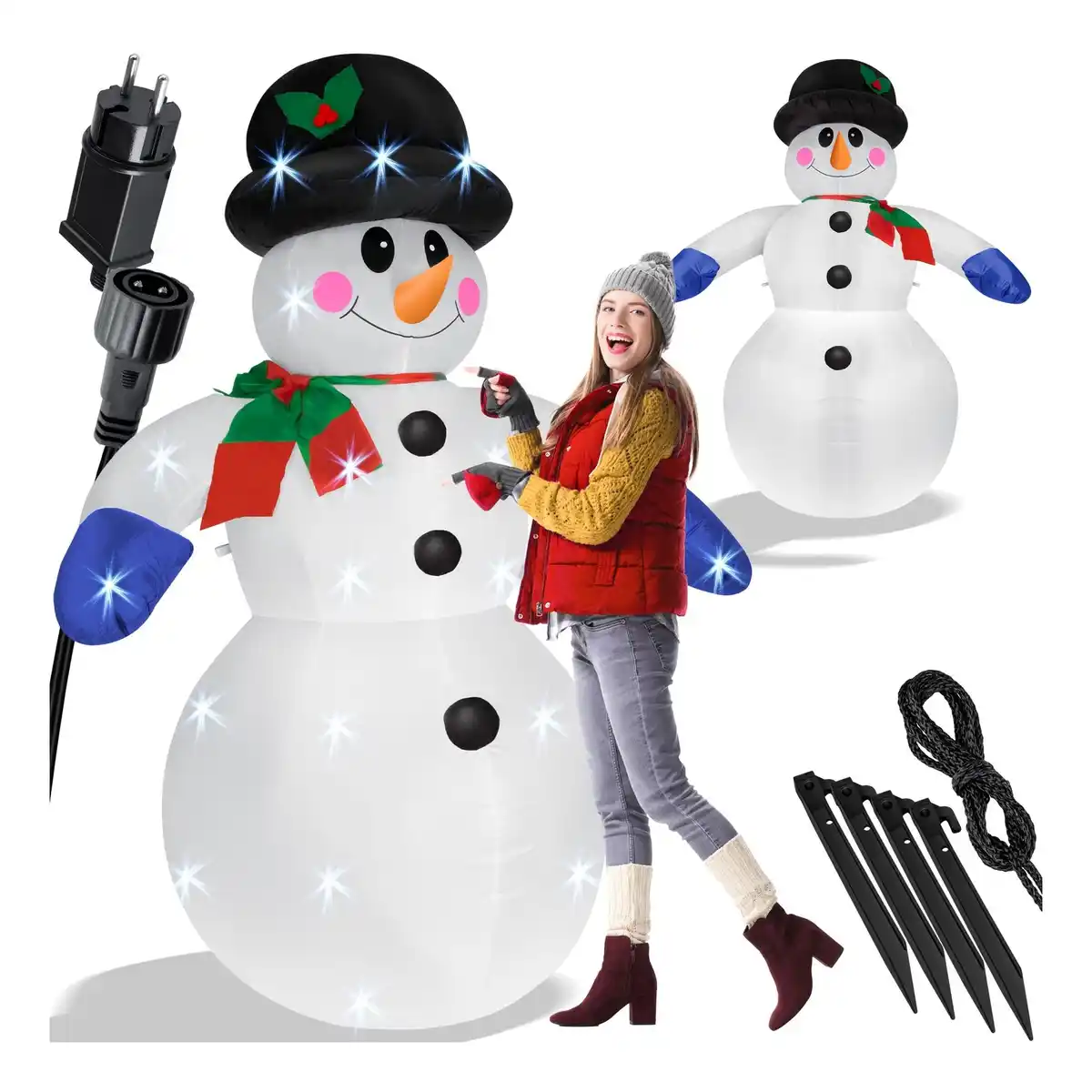 Bild 1 von KESSER® Aufblasbarer Schneemann XXL 240cm LED-Beleuchtung Befestigungsmaterial Deko Schneemann Weihnachten , Weihnachtsdekoration , Figur,  geräuscharmes Gebläse , witterungsbeständig IP44