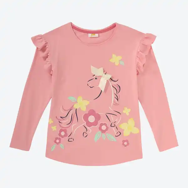 Bild 1 von Kinder-Mädchen-Shirt mit Pferde-Aufdruck