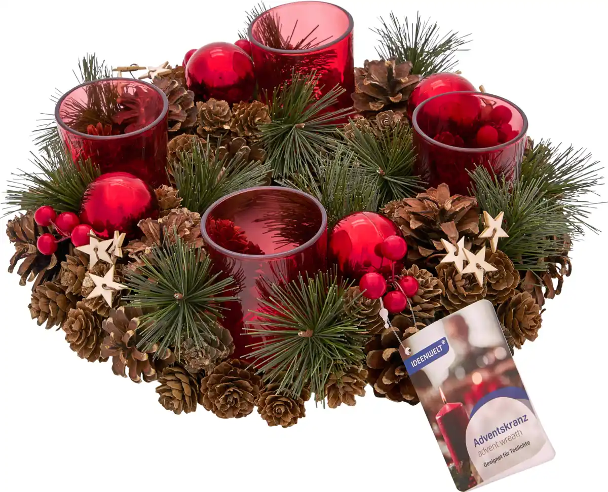 Bild 1 von IDEENWELT Adventskranz mit Teelichtgläsern